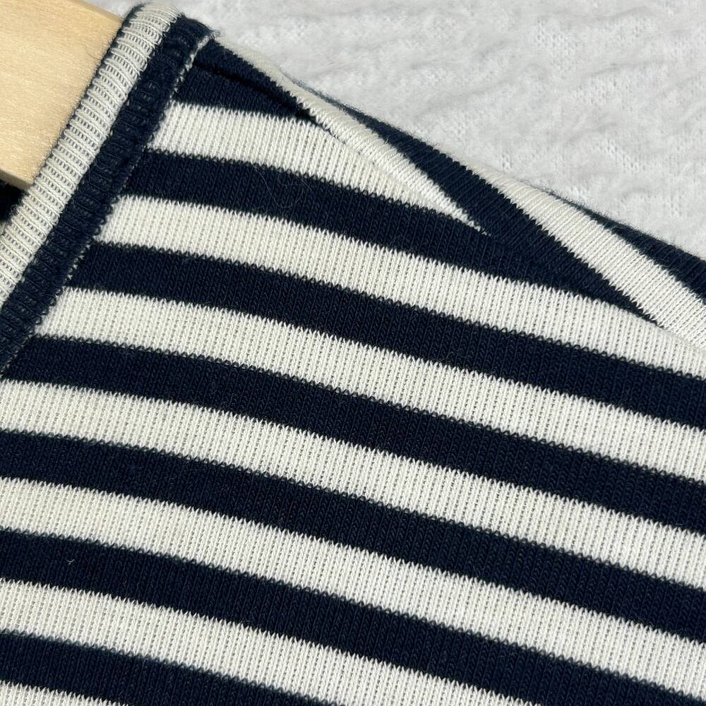 LAUREN RALPH LAUREN Shirt Womens 3X Plus Sailor Striped Rib Stretch Cotton Black